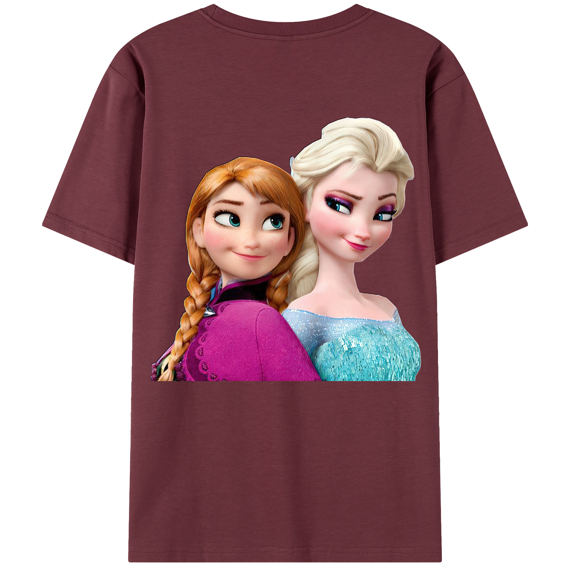 （画像用） アナと雪の女王 アンナ エルサ Frozen Anna Elsa 綿100％半袖Tシャツ（背面プリント）